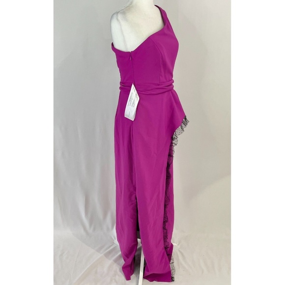 New JS Collections One Shoulder Column Evening Gown Hayley Cerise Black Size 6 - Picture 10 of 16